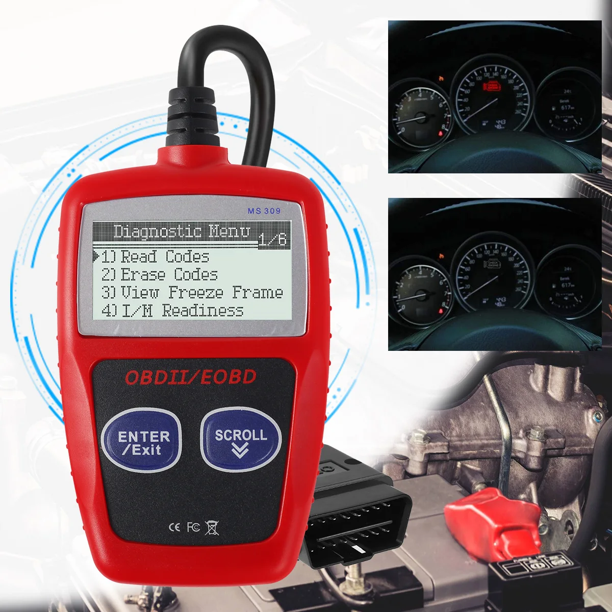 Car Fault Code Reader Engine Diagnostic Scanner OBD2 Scanner Read and Erase Fault Code View Freeze Data CAN Diagnostic Tool