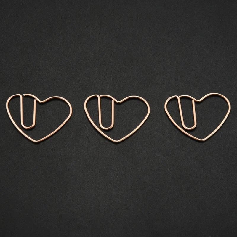 100 Pieces Love Heart Shaped Small Paper Clips Bookmark Clips For Office School Home Metal Paper Clips