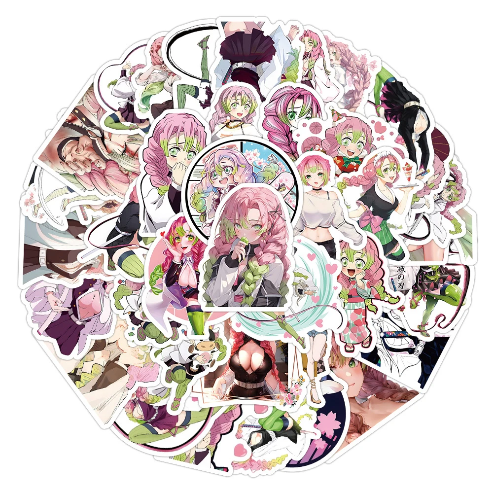 10/30/50pcs Kawaii Cartoon Kanroji Mitsuri Stickers Demon Slayer Anime Sticker Suitcase Phone Helmet Aesthetic DIY Decals Toy