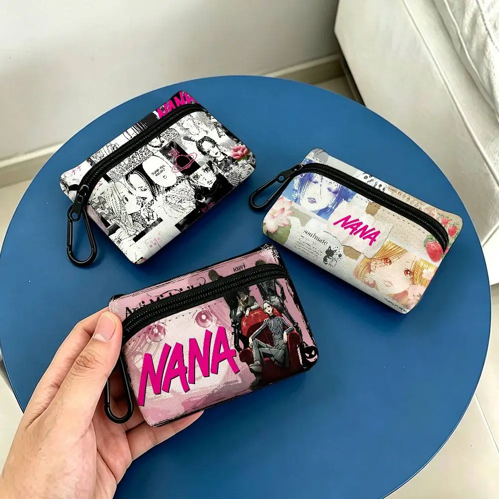 Classic Anime N-Nana Portable Mini Oxford Cloth Coin Purse With Carabiner Hook Zipper Key Card Earphone Storage Wallet
