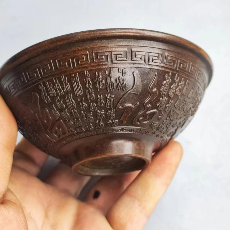 

Antique Imitation Hundred Blessings Bowl Small Bowl Decorative Copper Bowl Ornament Old Copper Relief Decorative Bowl Plate Orna