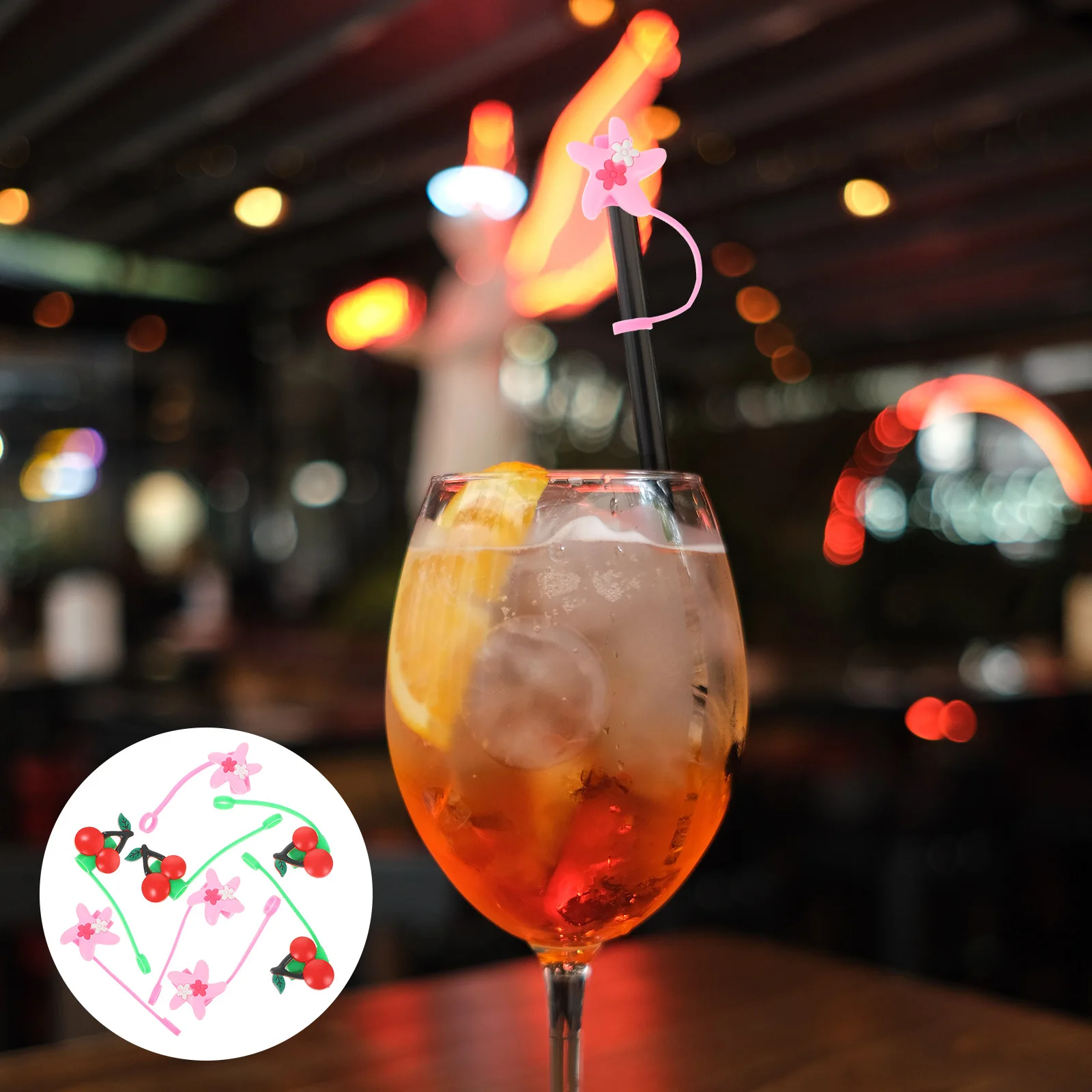 

Straw Cap Cute Covers Cartoon Themed Cup Accessories End Plugs Drinking Bulk Toppers