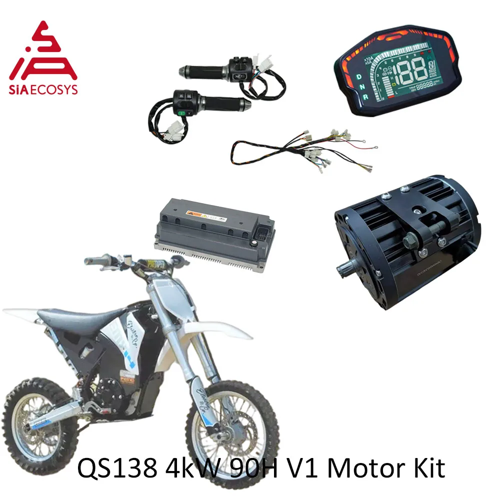 QSMOTOR 138 4000W 90H 7500W Max Continuous 72V 110KPH Mid Drive Motor Conversion Kit with Wire Harness EM200-2SP Controller