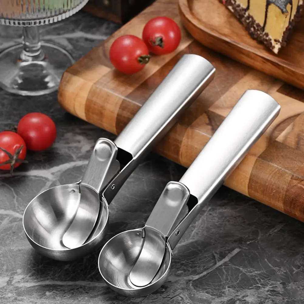 Ergonomic Kitchen Utensil for Baking Stainless Steel Ice Cream Scoop with Trigger Release Comfortable Handle Hard for Gelato