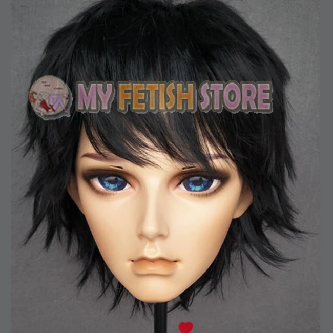 (Ao) Ragazzo/Maschio/Uomo Resina Mezza Testa Kigurumi Crossdress Cosplay Anime Giapponese Maschera di Ruolo Con Occhi E Parrucca