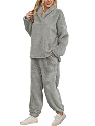 Autumn and winter new two-piece fashionable casual plush hooded long sleeved pants set