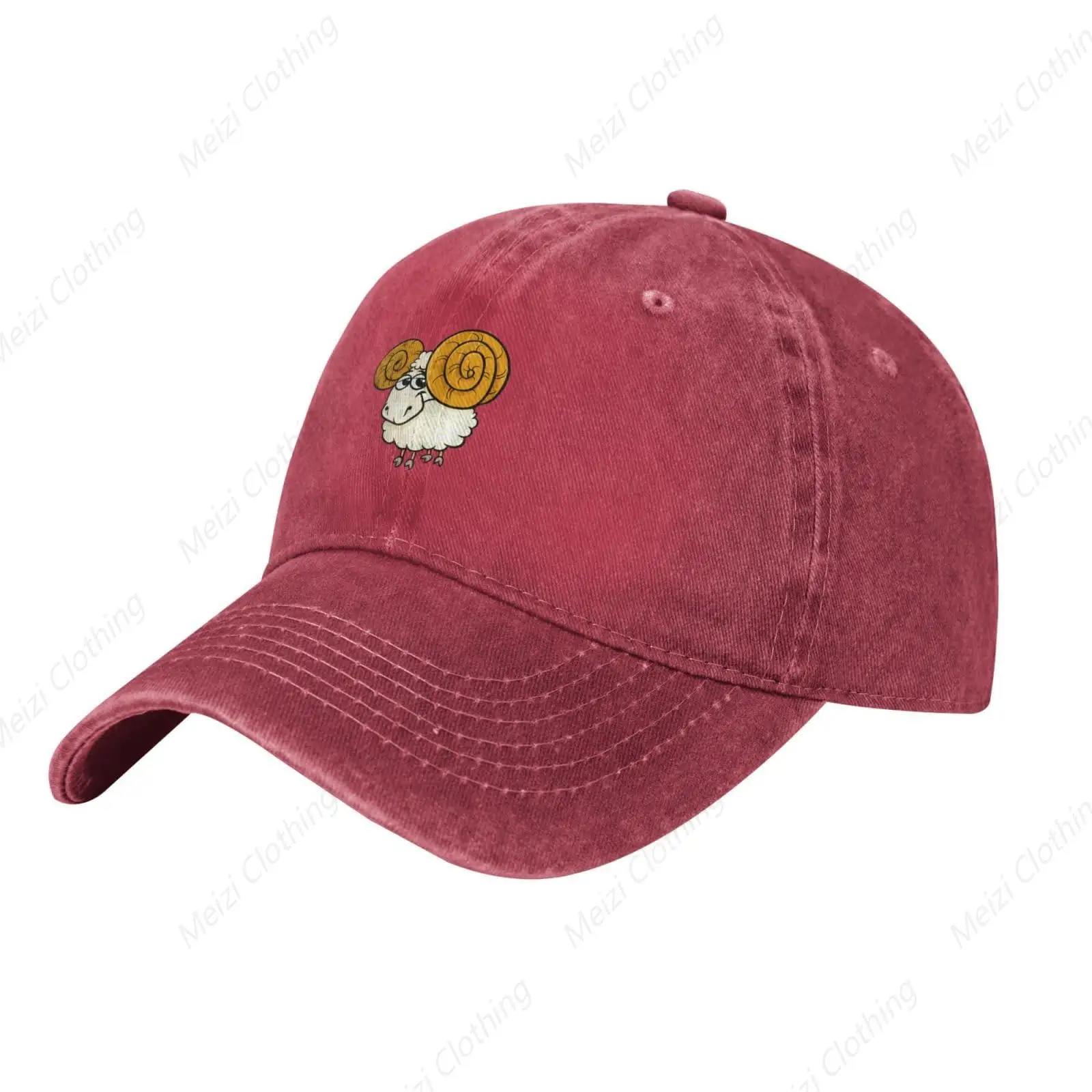 Cartoon Aries Constellation Truck Hat for Men and Women Retro Washed Cowboy Baseball Hat for Dad Golf Hat