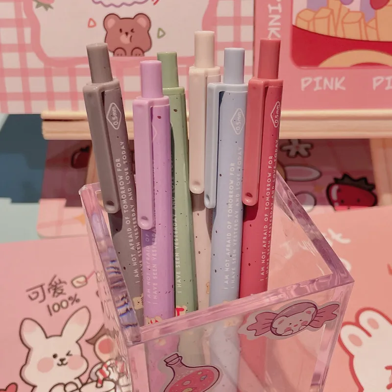 50PCS  High appearance Bobo milk tea bear press pen 0.5 bullet head black pen student bear pen cute brush question pen