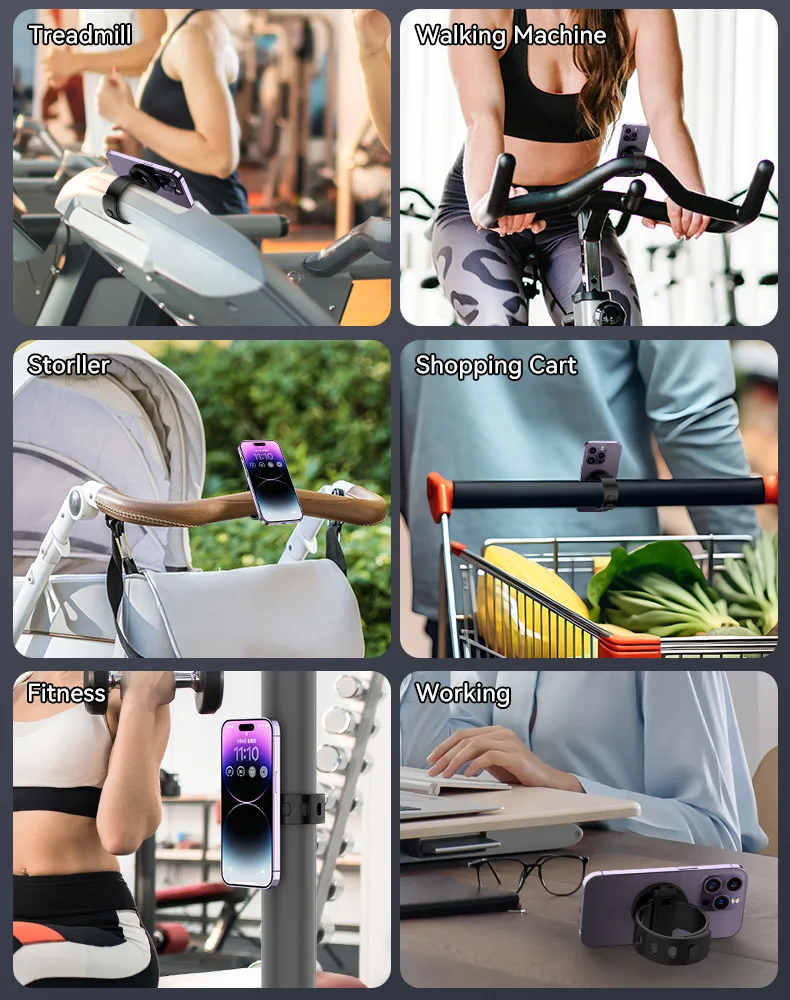 Eayburst Magnetische Handyhalterung für Magsafe Fitnessgerät Laufband Kinderwagen Fahrrad Verstellbarer Handyständer für iPhone 18-12 Serie – Detail 2
