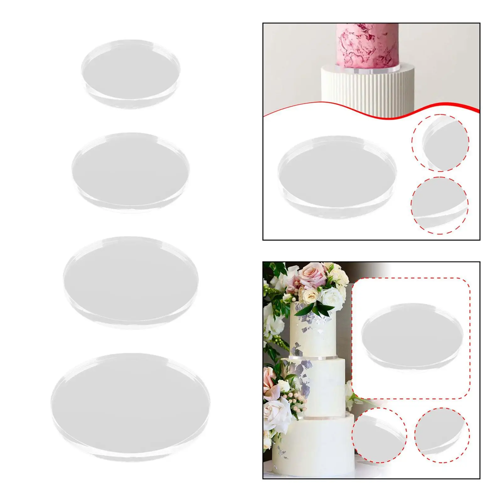 Plato separador de pasteles para pastel escalonado, divisor de pastel transparente, Base circular redonda, herramienta para hornear para dulces, Donuts, magdalenas, pasteles