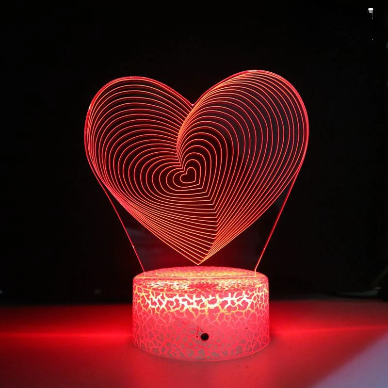 Nighdn Heart 3D Lamp Illusion Led Night Light for Bedroom Decoration Creative LOVE Christmas Birthday Gift for Couple Kids Women