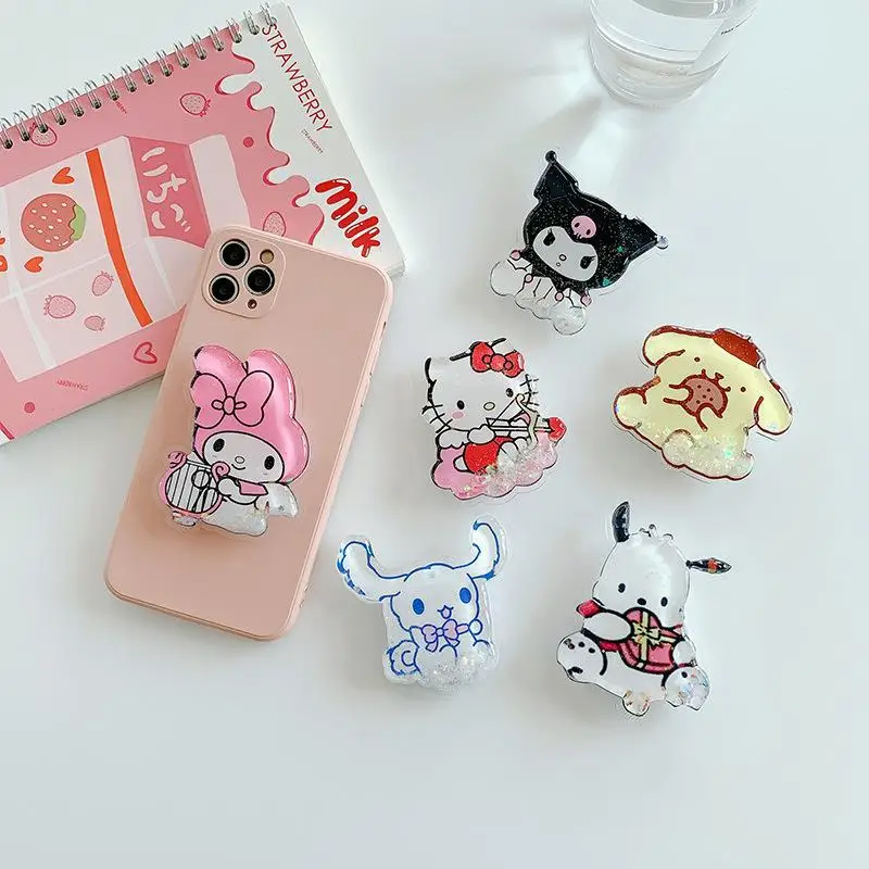 Sanrio Hello Kitty Mobile Phone Holder Cute Kuromi Retractable Folding Cell Phone Holder Mobile Phone Ring Christmas Gift