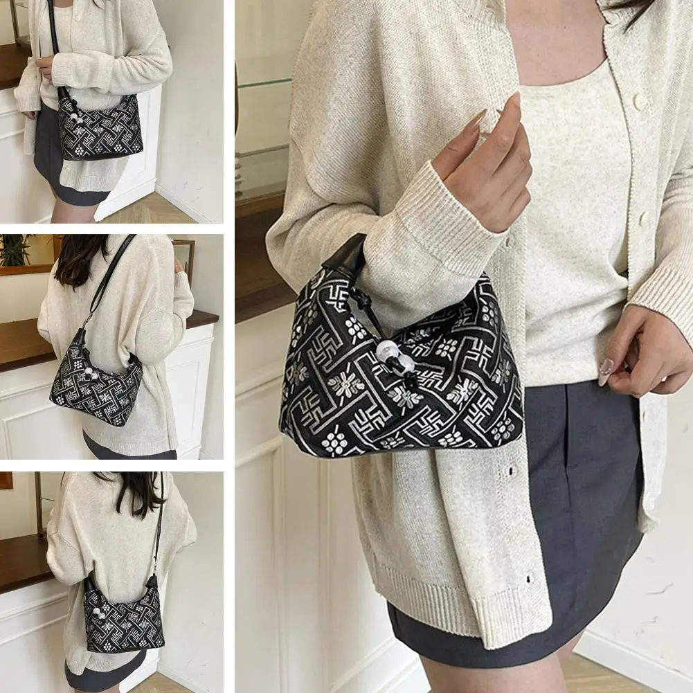 Modna torba na ramię w stylu chińskim, damska torba do pracy, torba crossbody, torba podróżna, prosta, elegancka torebka pod pachę.