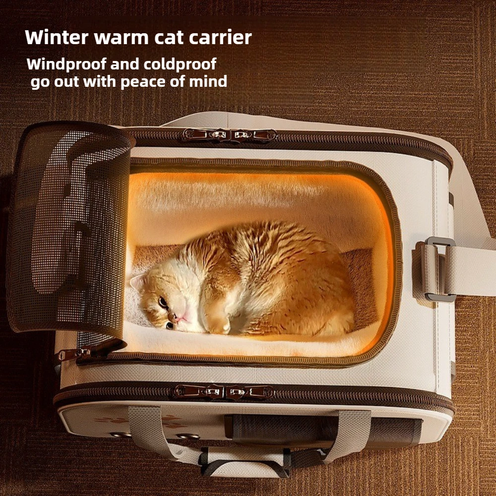 

Winter Warm Cat Carrier Portable Pet Shoulder Bag for Outdoor Travel Anti Stress Cat Bathing