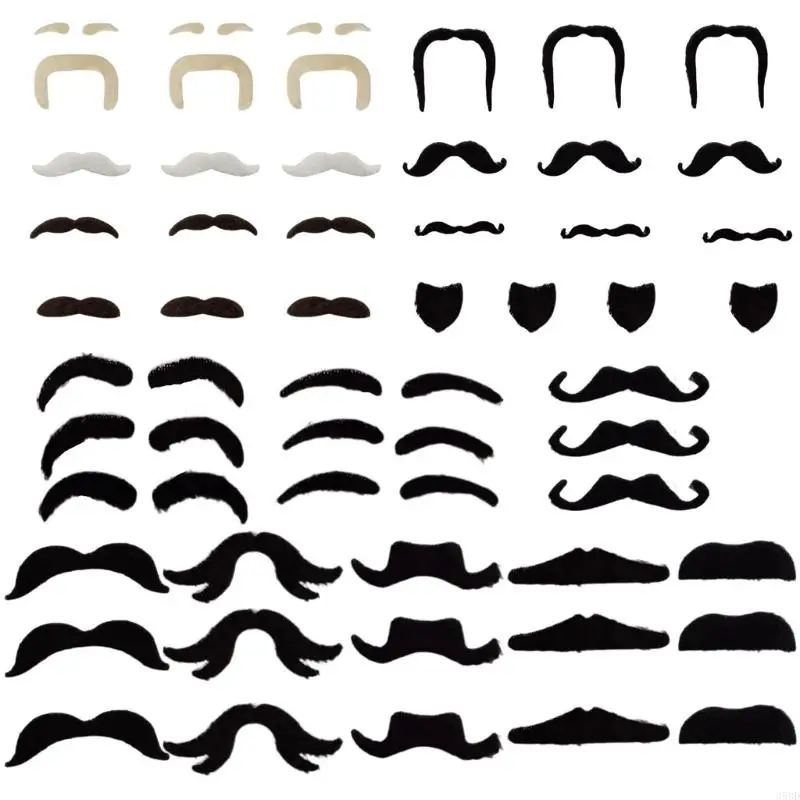 652F Fake Mustache  Adhesive Novelty Fake Mustache,Fake Beard Mustache for Mustache Party Halloween Festival Performances