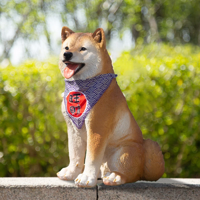 Simulation Pet Dog Figurines Resin Sculpture Shiba Inu Golden Retriever Floor Decoration Home Decoration Terrace Garden Ornament