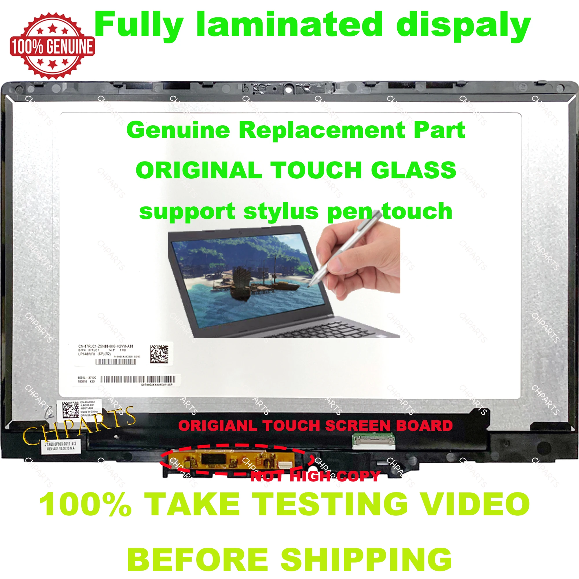 

14" For Dell Inspiron 14 5482 5485 5491 2-in-1 P93G P93G001 1080p LCD Touch Screen Laptop Replacement Assembly With Touch Glass