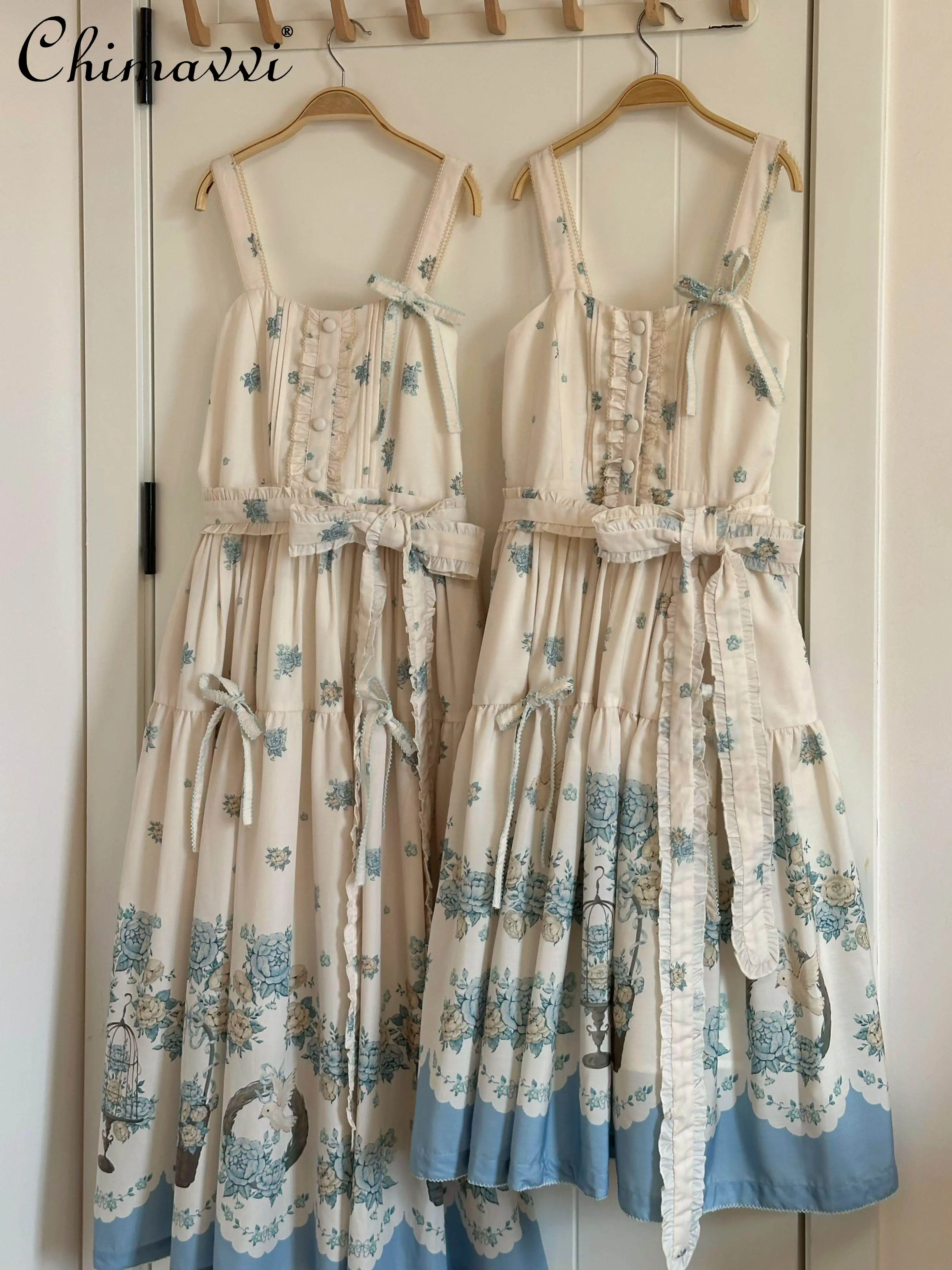 

Original Lolita Jsk Dress New 2026 Spring Summer Casual Cute Print High Waist Elegant Girls Long Lolita Dress for Women