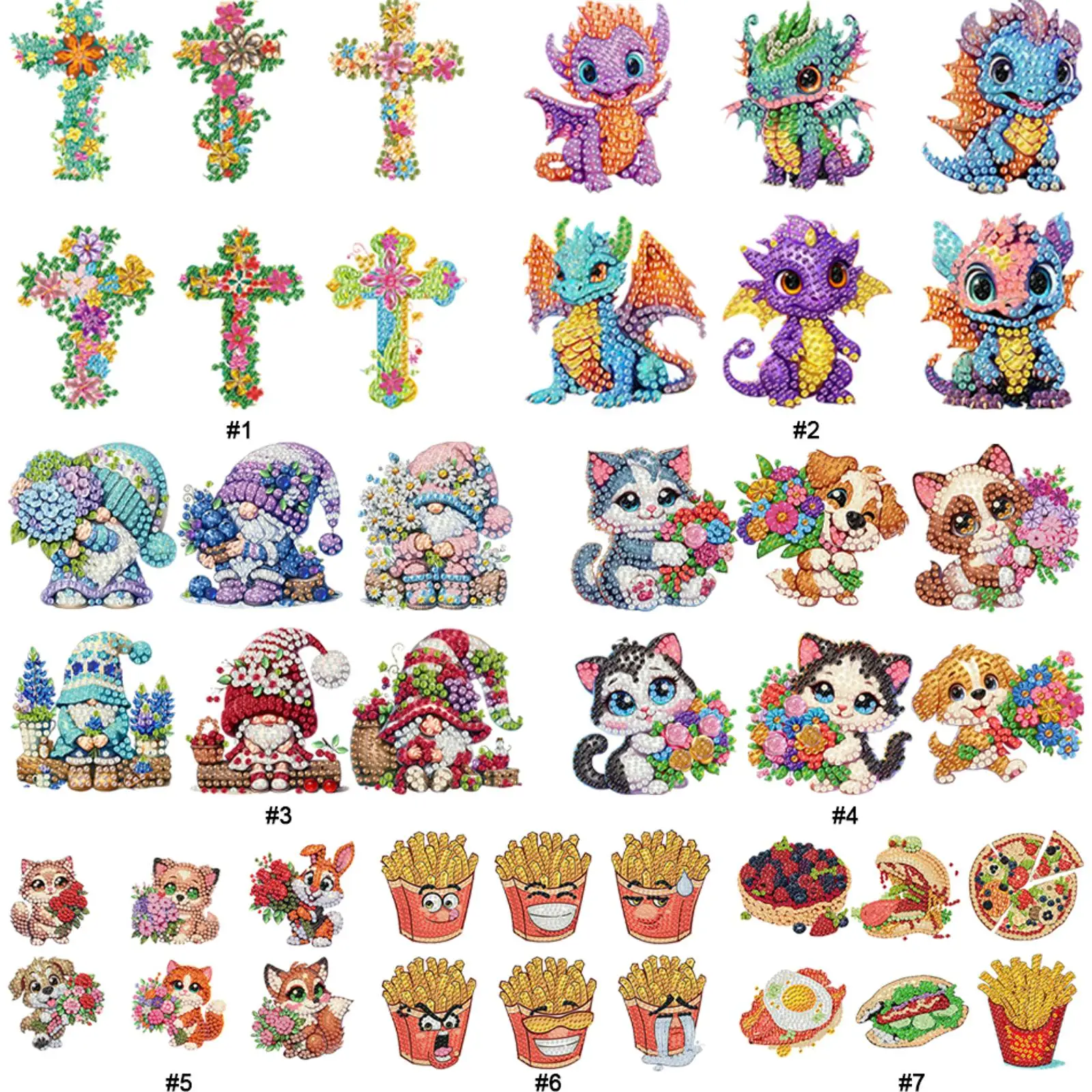 

6pcs Acrylic DIY Diamond Art Fridge Magnet Kit Refrigerator Diamond Art Magnets Refrigerator Mailbox Home Decoration DIY Crafts