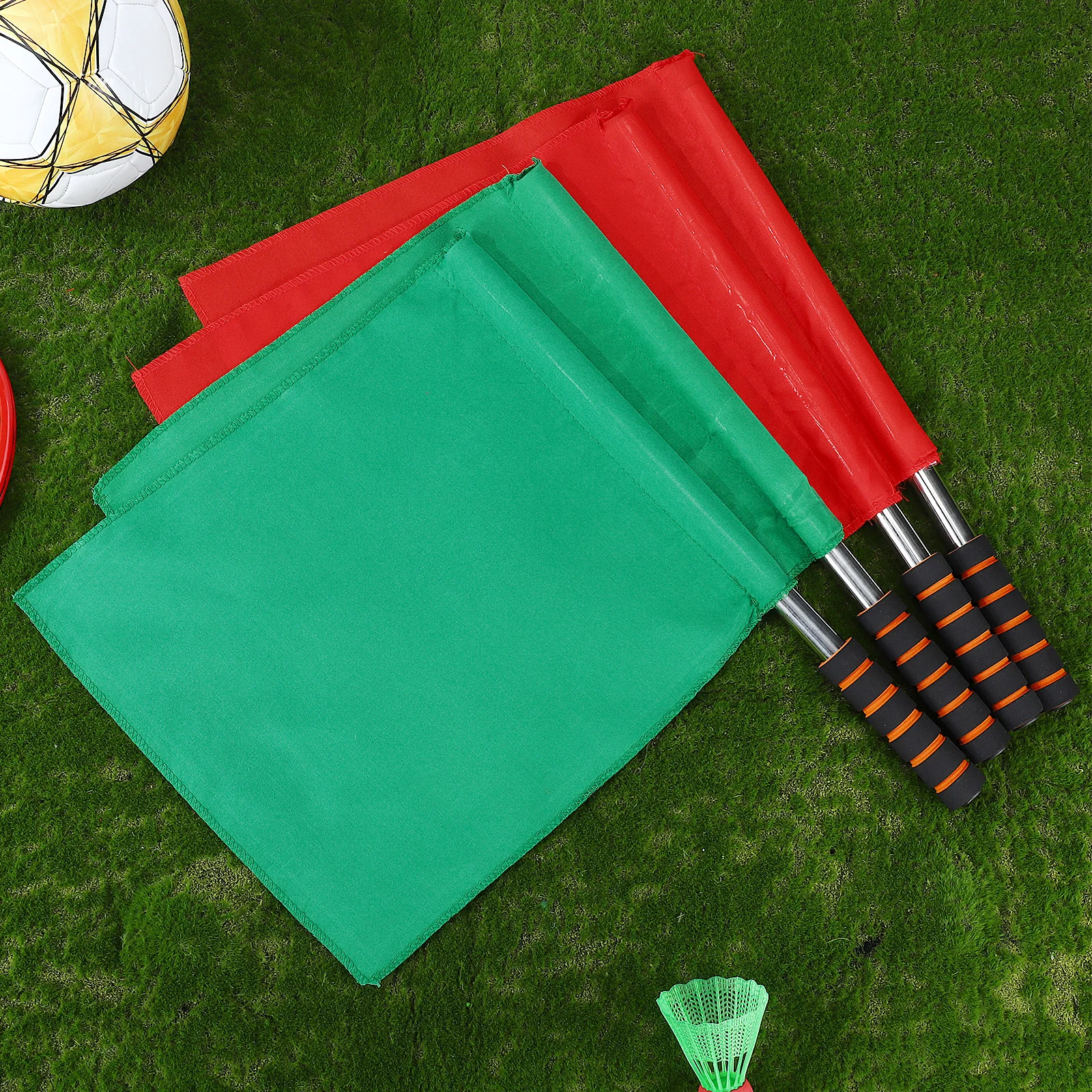 

4pcs Match Conducting Flags Racing Signal Referee Warning Flag Durable Stainless Steel Lightweight Spongy Fabric High Visibility
