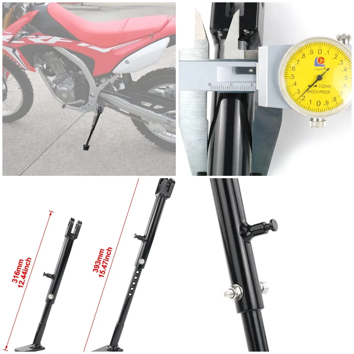 

Iron 0-4 inch Adjustable Kickstand for CRF300L/Rally 2021-2024 Motorcycle