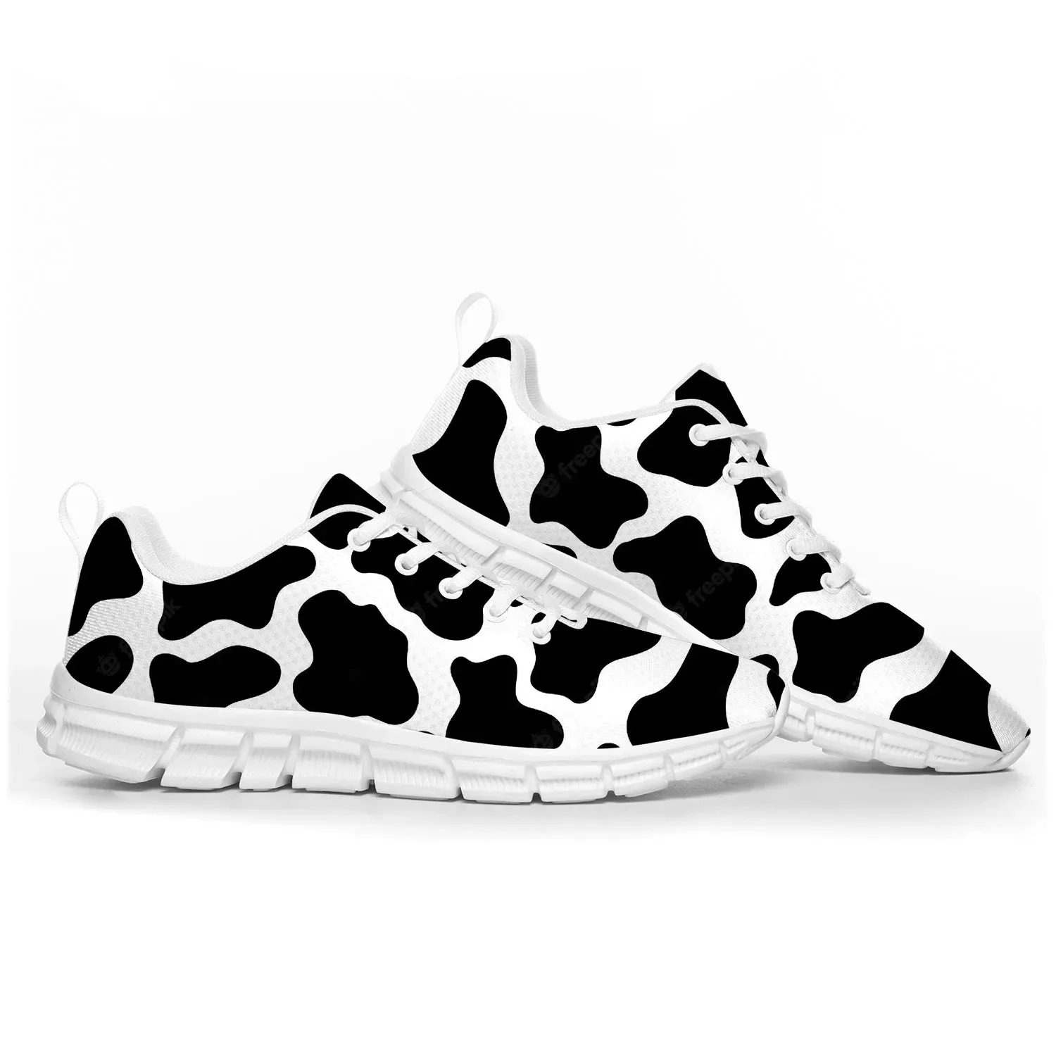 Cow Print 3D Pattern Sports Shoes Mens Womens Teenager Kids Children Sneakers Black White Printed Custom Quality Couple Shoes