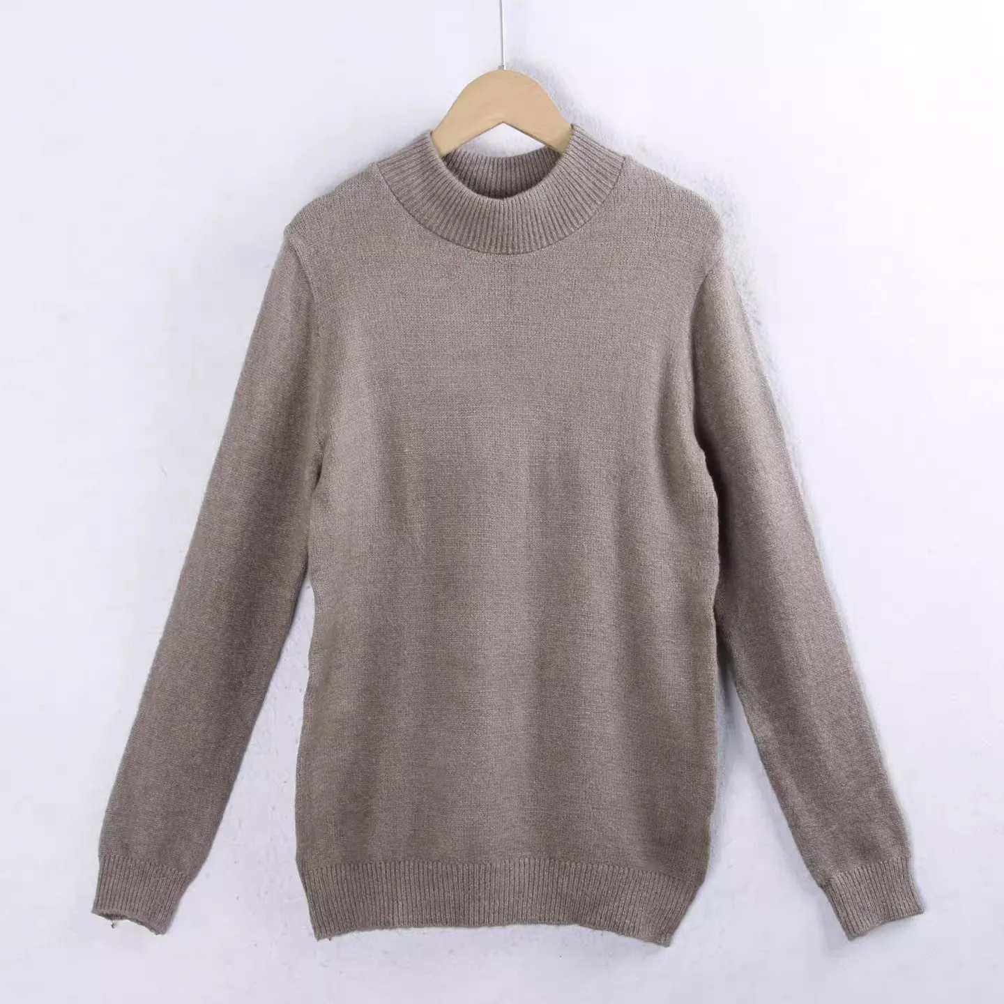 

Однотонный вязаный свитер с длинным рукавом и круглым вырезом, эластичный, облегающий, повседневный, осенне-зимний трикотаж, универсальный, плоская вязка