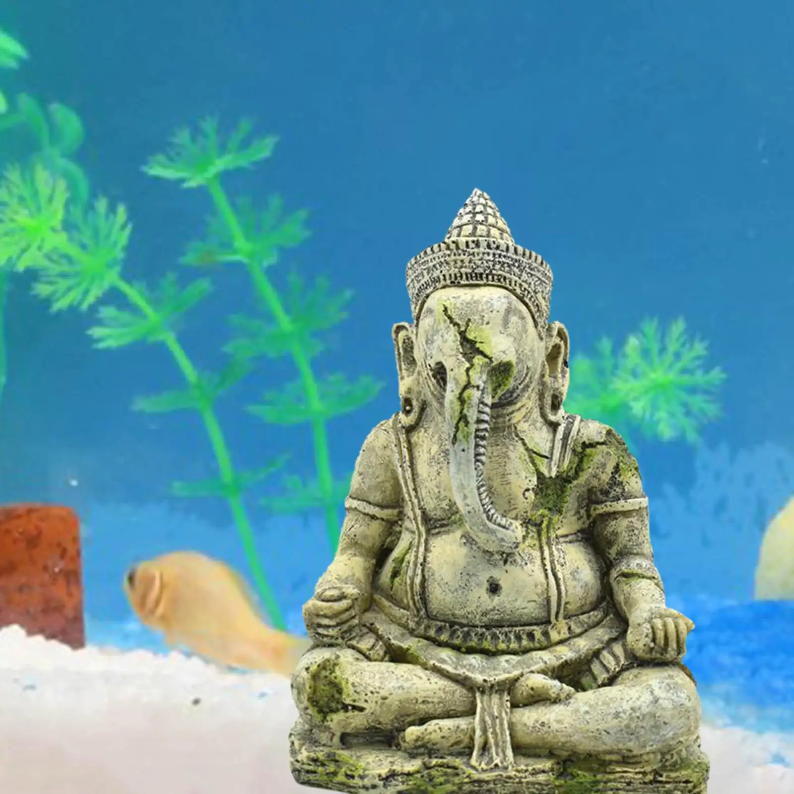 Antique Style Resin Aquarium Landscape Decoration Fish Tank Buddha Ganesha Statue Ganapati Sculpture Ornament Crafts Hiding Cave