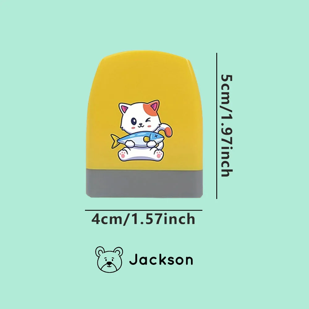 1 pc cool chat manger du poisson joint de nom personnalisé timbre de nom personnalisé vérifiez vos effets avec des étiquettes personnalisées