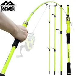 BAKAWA Casting Spinning Fishing Rods 1.8M 2.1M EVA Handle Baitcasting Fish Rod 4 Sections UltraLight Travel Feeder Pole Pesca