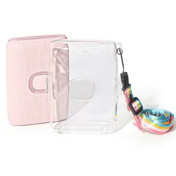 Clear Storage Case for Fujifilm instax mini link2 Portable Photo Printer Crystal Shockproof Protective Cover with Shoulder Strap