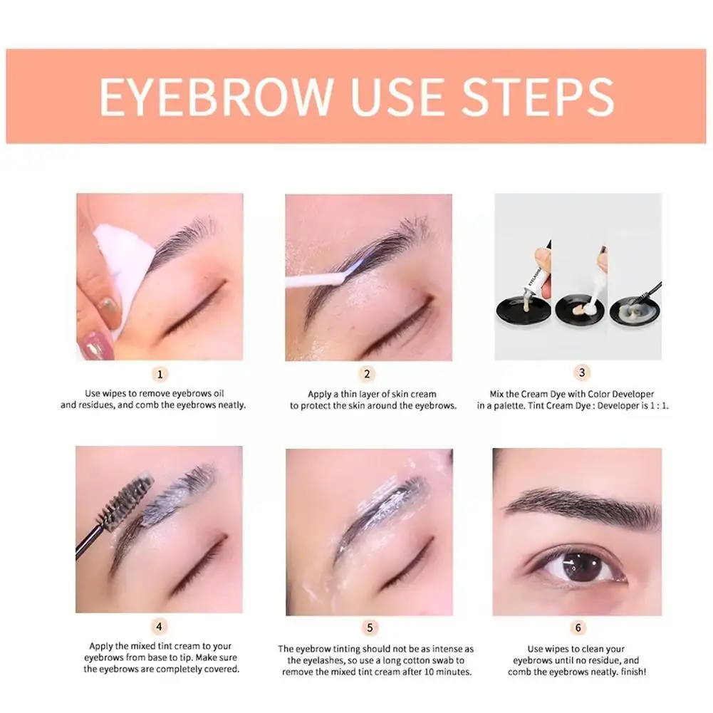 Professional Eyelash Eyebrow Dye Tint Waterproof 15-minute Tint Coffee Brown Tint Dye Eyelash Color Kit Gel Fast Black Easy X0k3