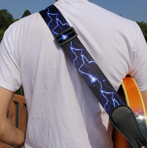 حزام من الجلد للجيتار الشعبي جيتار صوتي يمكن توسيع حزام الجيتار 100 مختلط #6