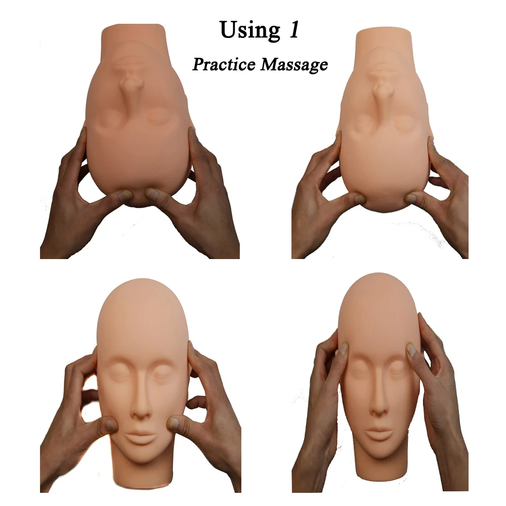 Główki manekinów do ćwiczeń przedłużania rzęs - Model do ćwiczeń przedłużania rzęs z zamkniętymi oczami i funkcją masażu, trening makijażu