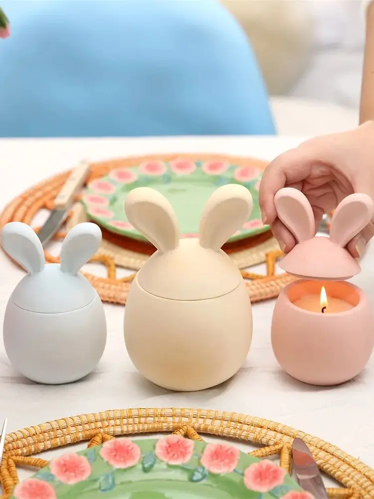 Nicole Świeca Słoik Silikonowe Formy do Betonu DIY Hoppy Bunny - Uszy Jajko Wielkanocne Pojemnik do Przechowywania Cementu Forma Wielkanocna Narzędzia Prezentowe — zdjęcie 2