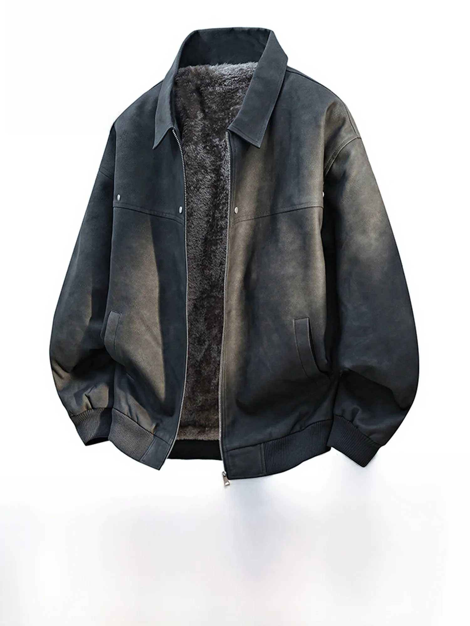 

Мужская зимняя кожаная куртка с лацканами в американском стиле ретро True Weave, пальто большого размера на подкладке, теплая повседневная верхняя одежда