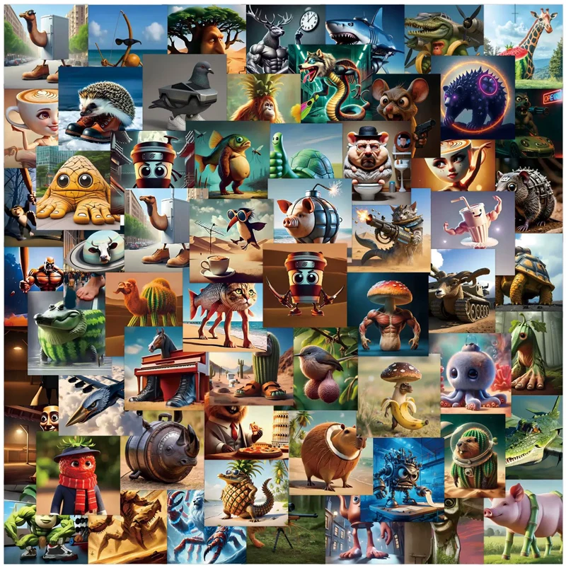 80 SZTUK Włoskich Naklejek Brainrot Tung Tung Tung Sahur Tralalero Tralala AI Abstrakcyjne Zwierzęta Wodoodporne Naklejki Dekoracyjne DIY