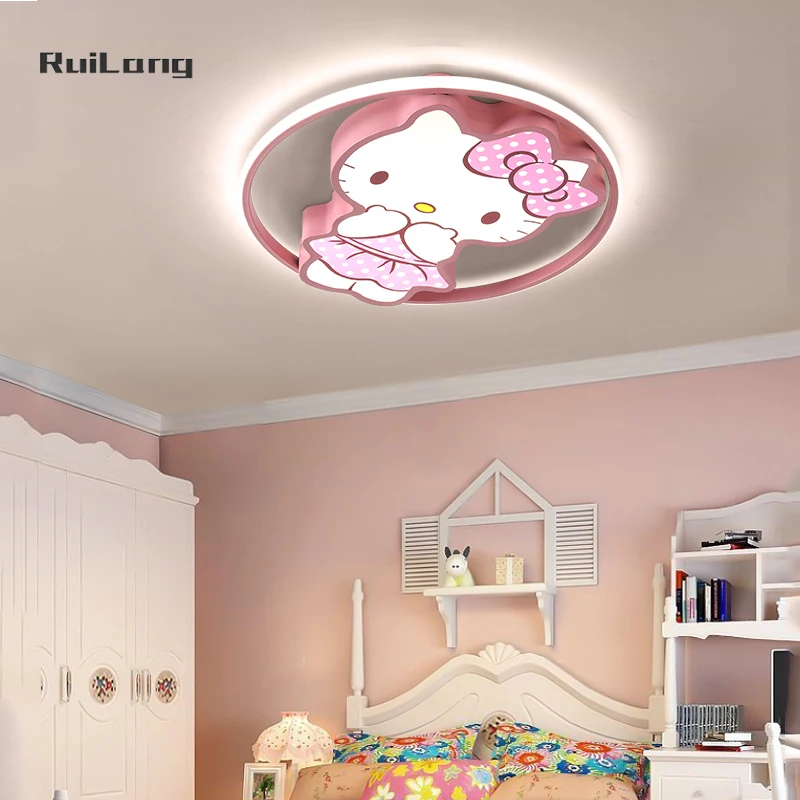 Imagem -06 - Luzes de Teto Kawaii para Crianças Lâmpada Rosa Gato dos Desenhos Animados Decoração do Quarto Gatinho Bonito Luz de Teto Quarto da Menina Plafonnier