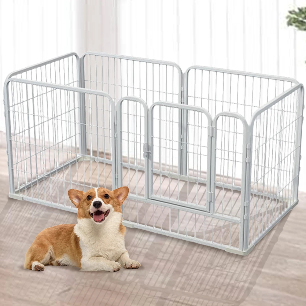 6 Panels Foldable Detachable Play Pen Heavy Duty Dog Puppy Playpen Exercise Puppy Kennel Cage for Dog Cat Rabbit Pet Exercise