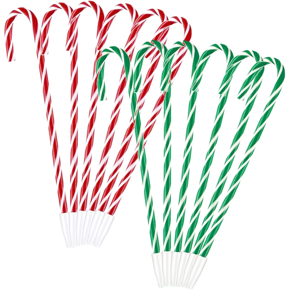 12 Pcs Christmas Cane Pen Xmas Candy Pens for Students Tree Pendants Ink Office Supplies Plastic Theme