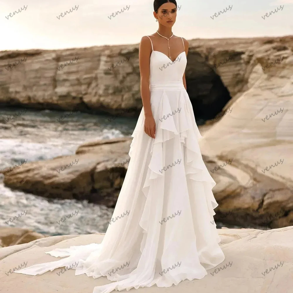 

Vintage Wedding Dresses Graceful Bridal Gowns A Line Chiffon Robes Spaghetti Straps Robes For Women Vestidos De Novia Customized