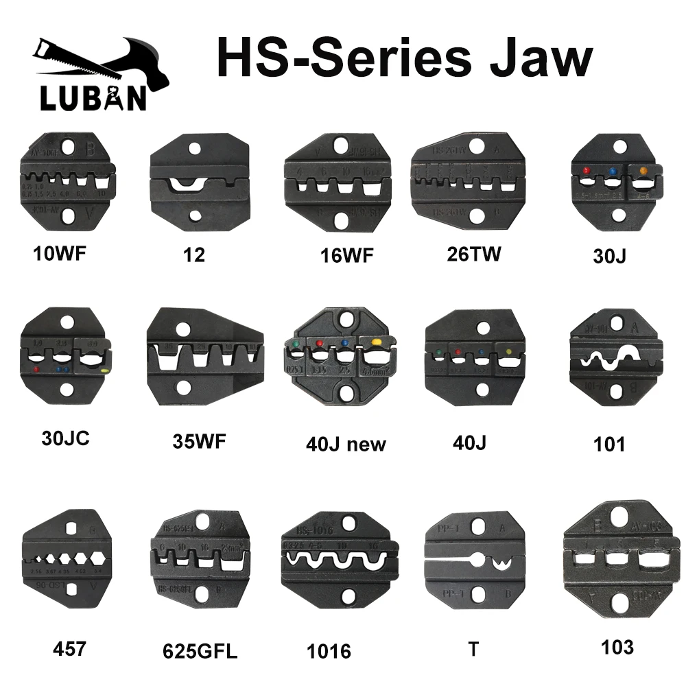 Alicates de crimpado de HS-03B, HS-16WF, HS-40J, terminales de mordazas, Kits de herramientas, troqueles de serie