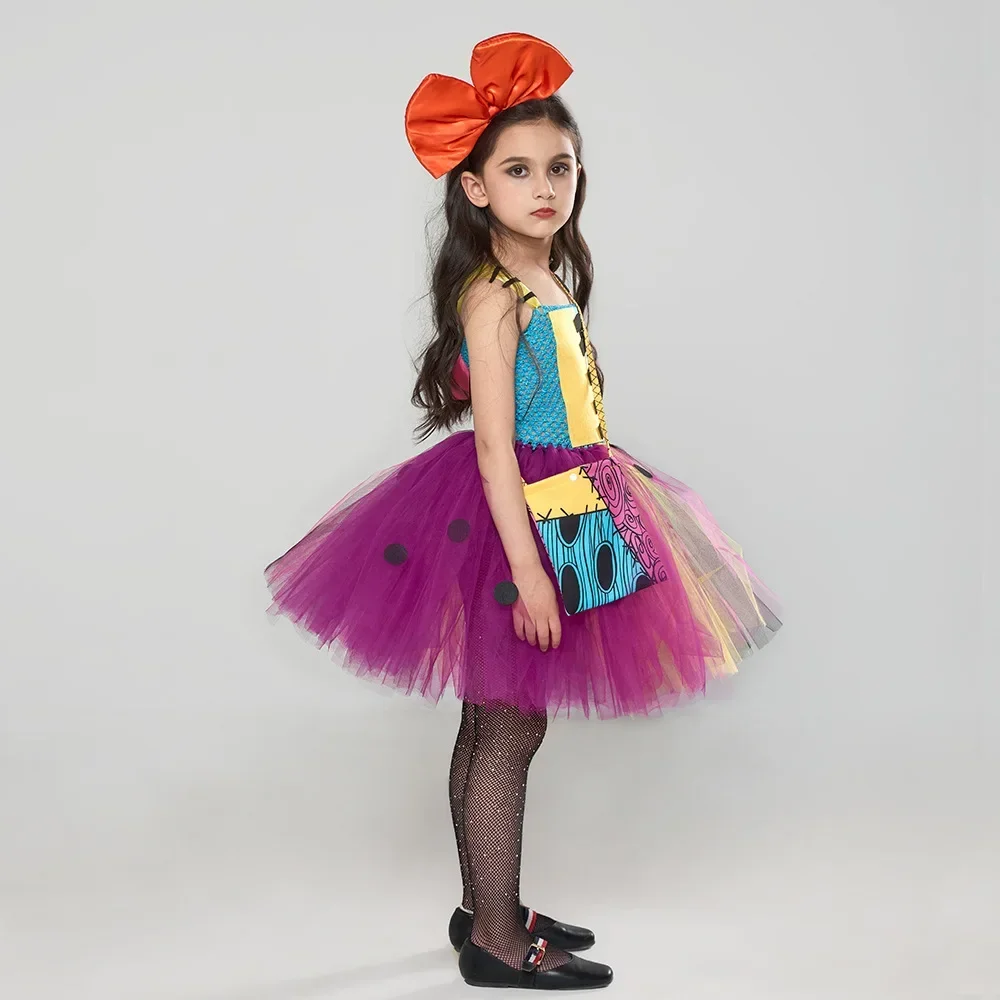 Nightmare Before Xmas Sally Kostüme für Mädchen Halloween Gruselige Faschingskleider für Kinder Karnevalsparty Verkleidung Tutus Outfits – Detail 3
