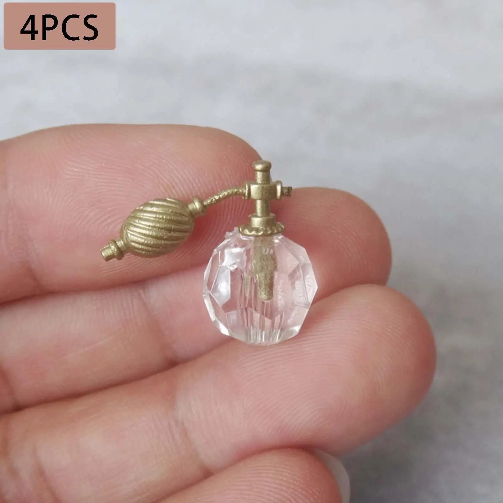 4Pcs Dollhouse Miniature Perfume Bottle Pretend Play Transparent Simulation /12 Doll Gifts Bathroom Bedroom Dresser Ornament