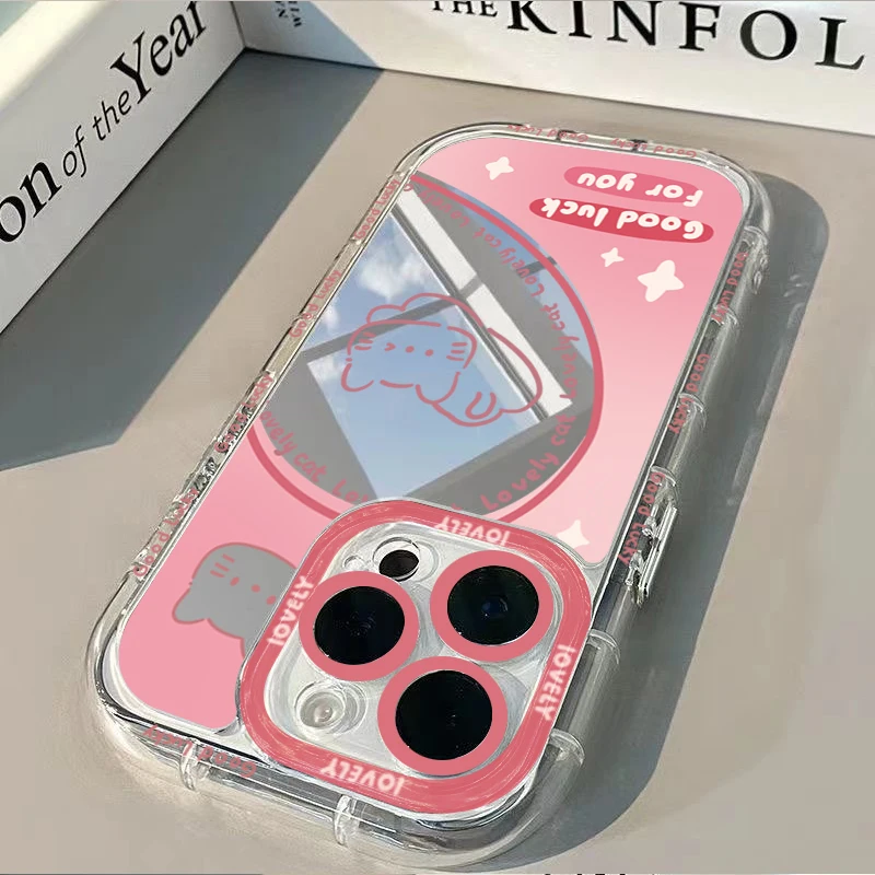 Koreanisches Paar-Herzen Air Cushion Spiegel Handyhülle für iPhone 17 15 14 16 Pro Max 13 12 11 Pro XR XS 7 8 Plus 17Air Cat Cover – Detail 14