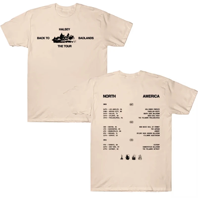 رحلة Halsey العودة إلى الأراضي القاحلة الرجالية الصيفية Harajuku القطن س الرقبة قصيرة الأكمام تي شيرت مشجعي موسيقى البوب هدية معطف فوقي #2