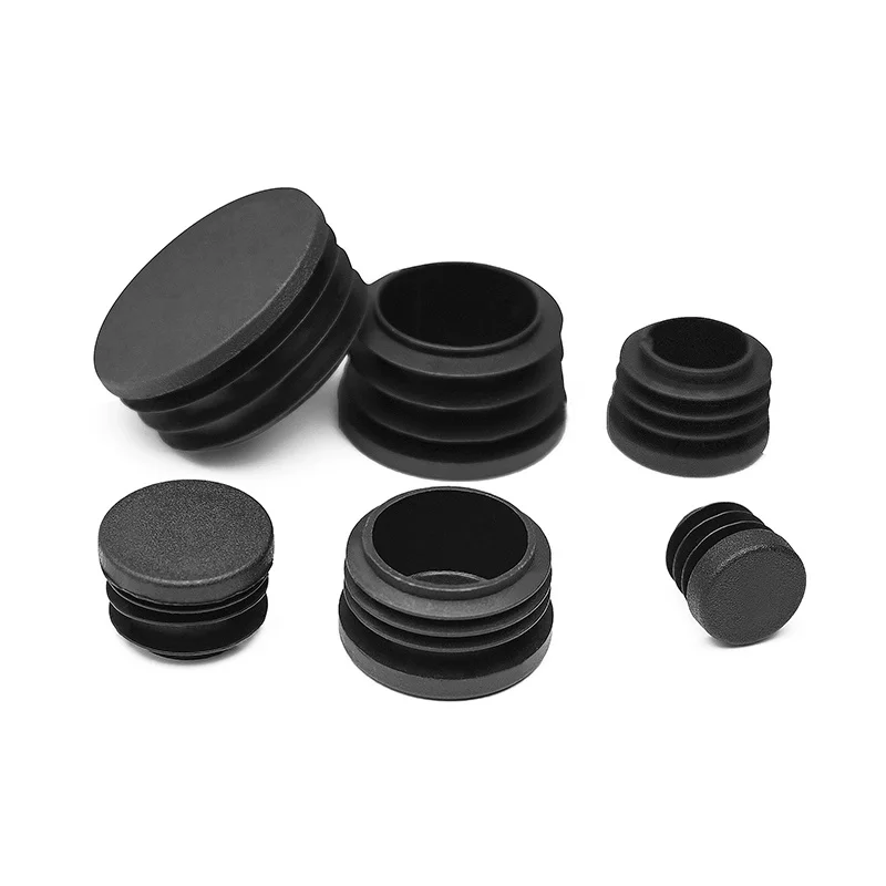 أقدام كرسي أسود PE طاولات أثاث بلاستيكية مستديرة كراسي منصات القدم أنبوب وصلة أنابيب 16-100 مللي متر