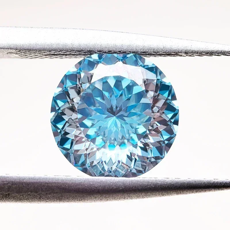Moissanit Runde Form Aquamarin-Farbe 100 Facetten-Schliff DIY Charms Perlen für Schmuckherstellung Anhänger-Materialien mit Zertifikat – Detail 2