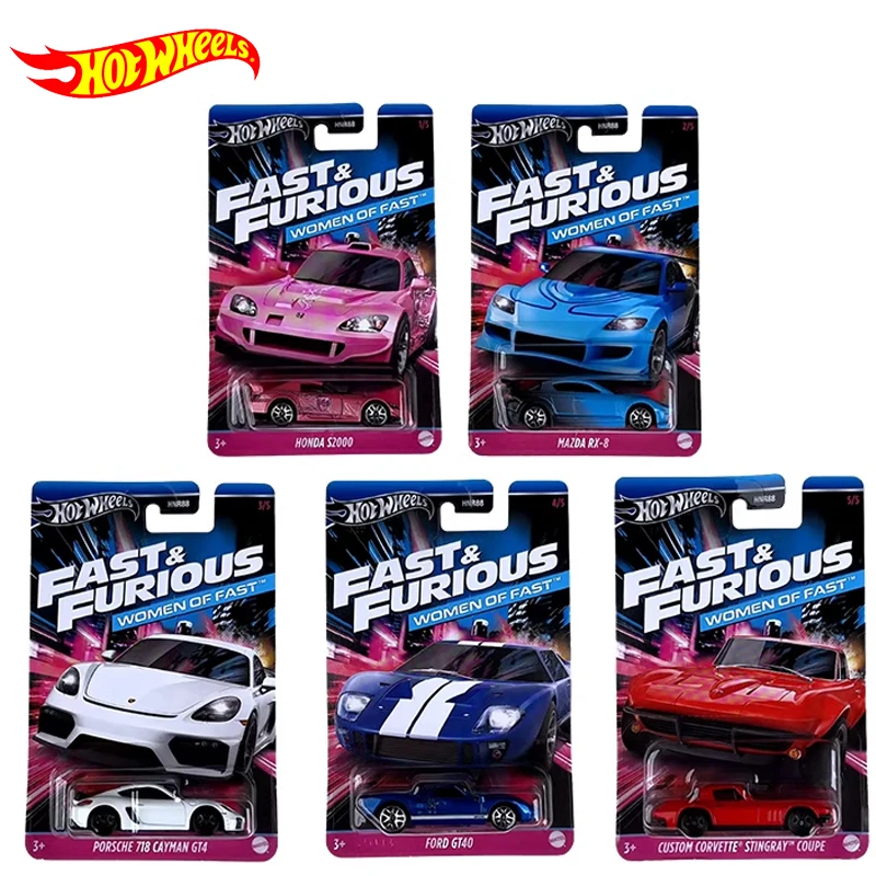 Genuine Hot Wheels Car Fast & Furious 1:64 Boys Toys Diecast Ford GT40 Corvette Stingray Coupe Honda Mazda Model Birthday Gift