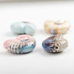Conch Special Shape Ceramic Beads Pendant 41# Two-Sided Porcelain Jewelry Part for Necklace MY214